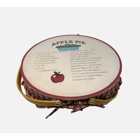 Fabric Lined Covered Picnic Basket Apple Pie Carrier Cover
