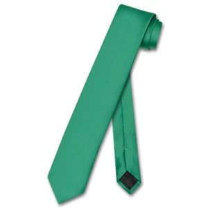 Vesuvio Napoli Narrow NeckTie Solid Color 2.5" Skinny Thin Men's Neck Tie - Picture 1 of 54