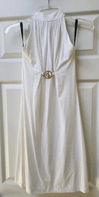 Baby Phat Dress Logo White Stretch Above Knee High Neck Juniors Women's Sz M New - Image 1 of 4