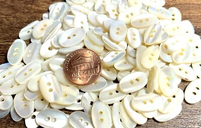 6 Fabulous Iridescent Oval River Pearl MOP Buttons 15mm Almost 5/8" Long 12742 - Image 1 of 4