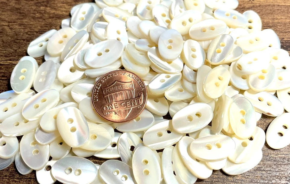 6 Fabulosos Botones de Perla de Río Ovalados Iridiscentes 15 mm Casi 5/8" de Largo 12742 Foto 1 de 4