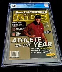 TIGER WOODS RARE 2001 NO LABEL SI FOR KIDS UNIVERSAL GRADE GOLF MAGAZINE CGC 9.2 - Picture 1 of 3