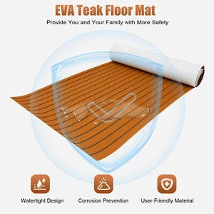 Deluxe Marine Yacht Flooring Faux Teak EVA Foam Boat Decking Sheet Mat 106''X35" - Picture 1 of 19