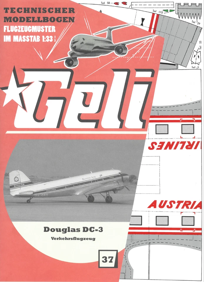 Kartonmodell Douglas DC-3 1:33 Geli - Bild 1 von 1