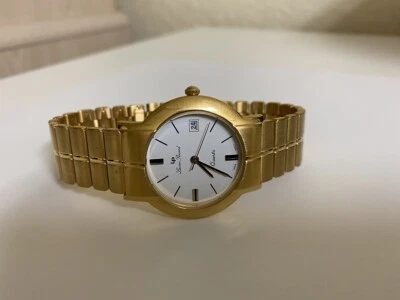 unisex Lucian Piccard yellow gold tone watch white dial 26431   - Image 1 of 4