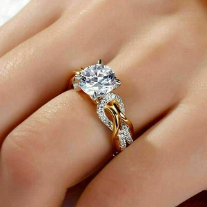 2,50 Karat Rund Solitär Diamant Damen Ring Verlobungsring Gelbgold-Finish Silber - Bild 1 von 7