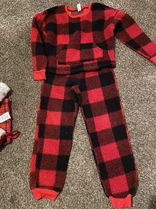 Kid Justice Pj Red Black Check  Buffalo Christmas Sleep Lounge 2pc Pants Shirt 8 - Picture 1 of 5