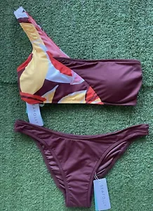 New Seafolly One Shoulder Bandeau & High Cut Pant - Size AU12 / US10 - Bild 1 von 4