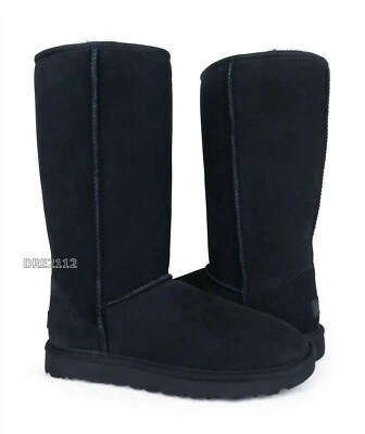 UGG Classic Tall II Black Suede Fur Boots Womens Size 10 *NEW- - Image 1 of 4