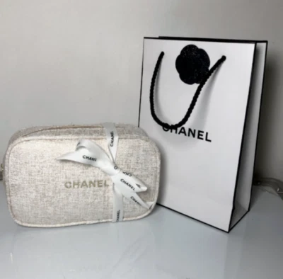 Chanel Beaute Toiletry Pouch Cosmetic Clutch Pouch White