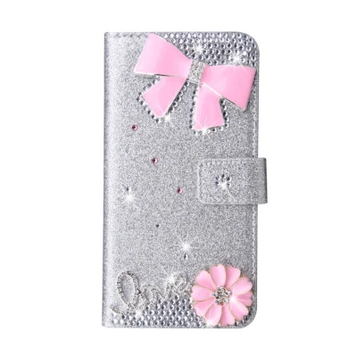 Case For Samsung S7 S8 S9 S6 S10E S21 S20 FE 3D Bow-knot Bling fLIP Wallet Cover - Image 1 of 4