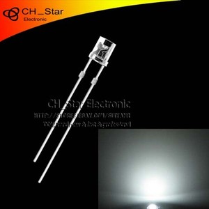 100PCS 3mm Flat Top White Light LED Diodes Wide Angle Water Clear Transparent