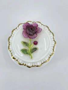 Vintage Coalport Bone China Schmuckkästchen lila rose klein gold Emaille Akzente - Bild 1 von 10