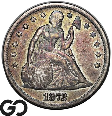 1872 Seated Liberty Dollar, Scarce Choice VF Bids 525 - Image 1 of 3