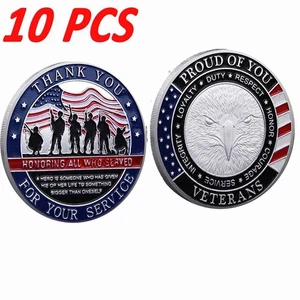 10PCS Appreciation Commemorative Military Thank You for Your Service Gifts Coin - Picture 1 of 6