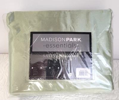 Madison Park  Essentials 100% Polyester Silky Satin 6-Pc. King Sheet Set Sage - Image 1 of 4