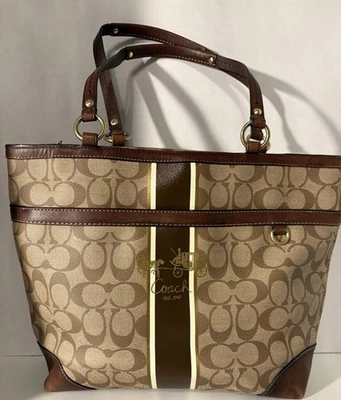 Bolso de Mano Coach Heritage Signature a Rayas Foto 1 de 4
