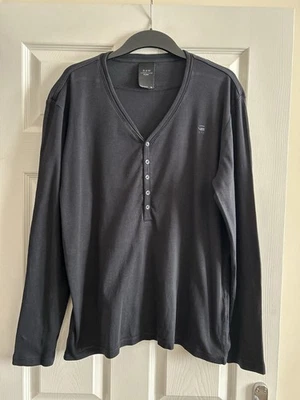 G-Star Raw Men’s Black Long Sleeve Ren Shirt - Size  XL - V-Neck/Buttons - Image 1 of 4