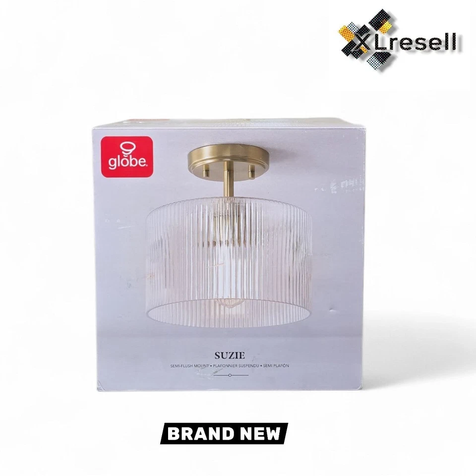 Globe Electric Suzie 1 luz 10 pulgadas Lámpara de techo semi-enjuagada de latón mate Foto 1 de 4