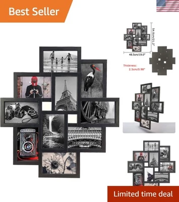 多功能壁挂 4x6 黑色相框适用于多张图片 — 第 1/4 张图片