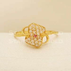 Gold Ring 18k Gold Ring for Women Wedding Jewelry Size 7.5 Handmade Design Ring - Picture 1 of 6
