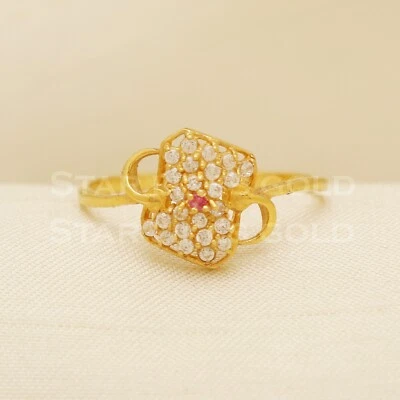 Gold Ring 18k Gold Ring for Women Wedding Jewelry Size 7.5 Handmade Premium Ring - Image 1 of 4
