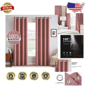 Classic 100% Blackout Curtains - Dusty Rose 52x72 for Bedroom & Living Room - Picture 1 of 10