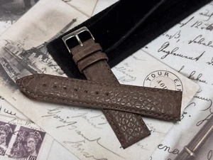 Matt Finish 60er Jahre echt Krokodil 20mm Vintage Uhrenarmband gepolstert & genäht - Bild 1 von 5
