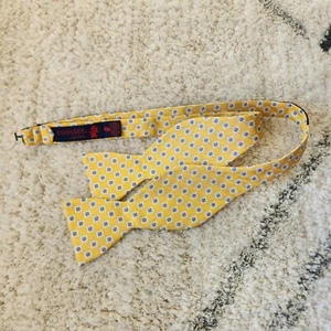Rooster Bow Tie Mens Yellow Geometric Squares 100% Silk Preppy Necktie Self Tie - Picture 1 of 5