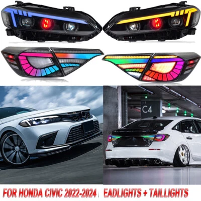 Faro LED Luz Trasera RGB Para Honda Civic 11ª Gen Sedán 2022-2026 Conjunto Foto 1 de 4