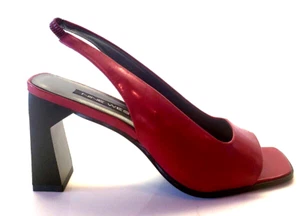 Nine West Pearly Red Patent Leather Open Toe Sling Back Pump Shoe Size 7.5M - Picture 1 of 6
