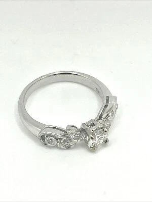 .43 Round Diamond 18k White Gold  Engagement Ring Size 7.5 Vine & Leaves Design - Image 1 of 4