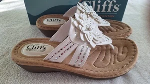 Cliffs by White Mountain Women's Cupcake/White Thong Sandals Size 8.5 New - Picture 1 of 8
