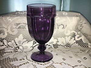 Libbey Duratuff Gibraltar Violet Dark Purple Iced Tea Glass Goblet 16 Oz 7" Tall