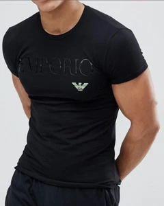 Emporio Armani Black Mens T shirt Glossy print size M*L*XL*XXL*3XL - Picture 1 of 5