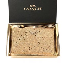  Coach F38641 Boxed Small Wristlet With Star Glitter Silver/Gold MSRP $85
