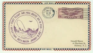 EE. UU. 1932 Omaha Nebr.(16 de enero)-Cubierta Watertown South Dakota-Rahway NewJersey (17 de enero) - Imagen 1 de 4