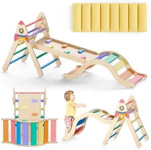 Pikler Triangle Set with Cushion, 9-In-1 Kids Climbing Toys for Toddlers 1-3 Ins - Picture 1 of 12