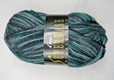 Emu Superwash Wool Yarn Double Knit Black Gray Teal Green 130 Yards NWT - Image 1 of 4