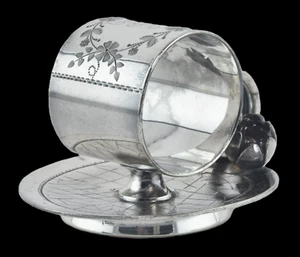 Meriden 'Lily Pad' #168 Figural Napkin Ring Quadruple Plate c.1890's - Picture 1 of 6