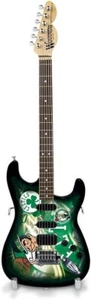 Boston Celtics Mini Woodrow Guitar  With Display Case & Metal Stand - Picture 1 of 2