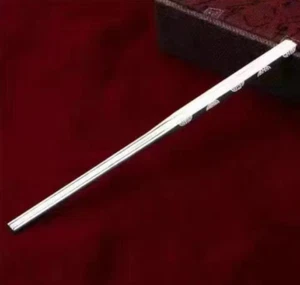 Coppia di bacchette in argento sterling massiccio 999 certificate 70 g famiglia - Foto 1 di 10