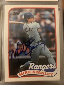 Lot of 3 Mike Stanley 1989 Topps baseball cards.  #589. 1 card autographed - Picture 1 of 3