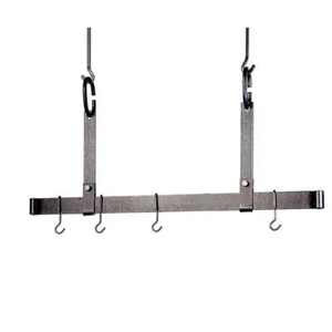 Enclume Pot Rack 36X1X19.5 In Adjustable Ceiling Bar Hammered Steel Gray 6 Hook - Picture 1 of 2