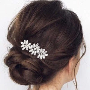 Crystal Wedding Hair Comb Silver Rhinestones Bridal Hair Clip Sparkly Hair Pi... - Picture 1 of 8