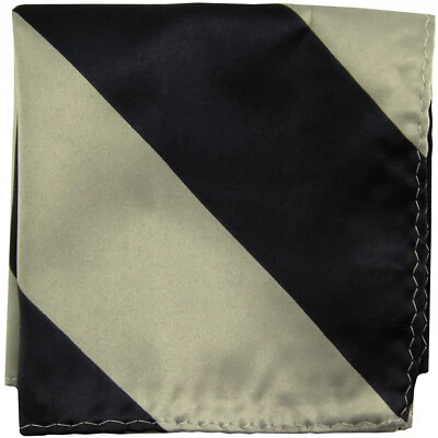 New men's poly stripes pocket square hankie handkerchief charcoal gray formal - Image 1 of 2