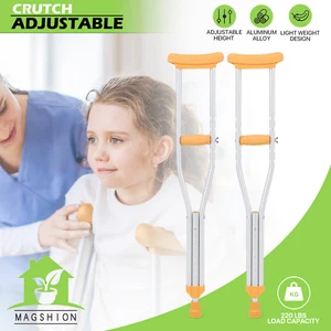 2 PCS Crutches Ergonomic Non-Slip Adjustable Height Medical Aluminum Walk Cane - Picture 1 of 10