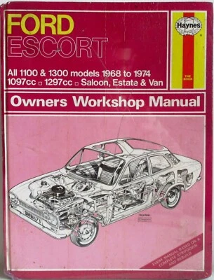 Haynes - Ford Escort 1100&1300 Modelos 1968-1974 Dueños Manual de Taller Usado - Imagen 1 de 4