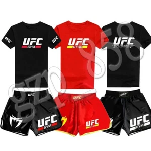 Kids Boys Boxing UFC Shirt Shorts Kit Training T-Shirts Sets - Picture 1 of 13