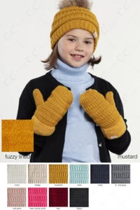 ScarvesMe C.C 3-9 years Girl Boy Kids Solid Color Ribbed Knit Mitten Gloves - Picture 1 of 14